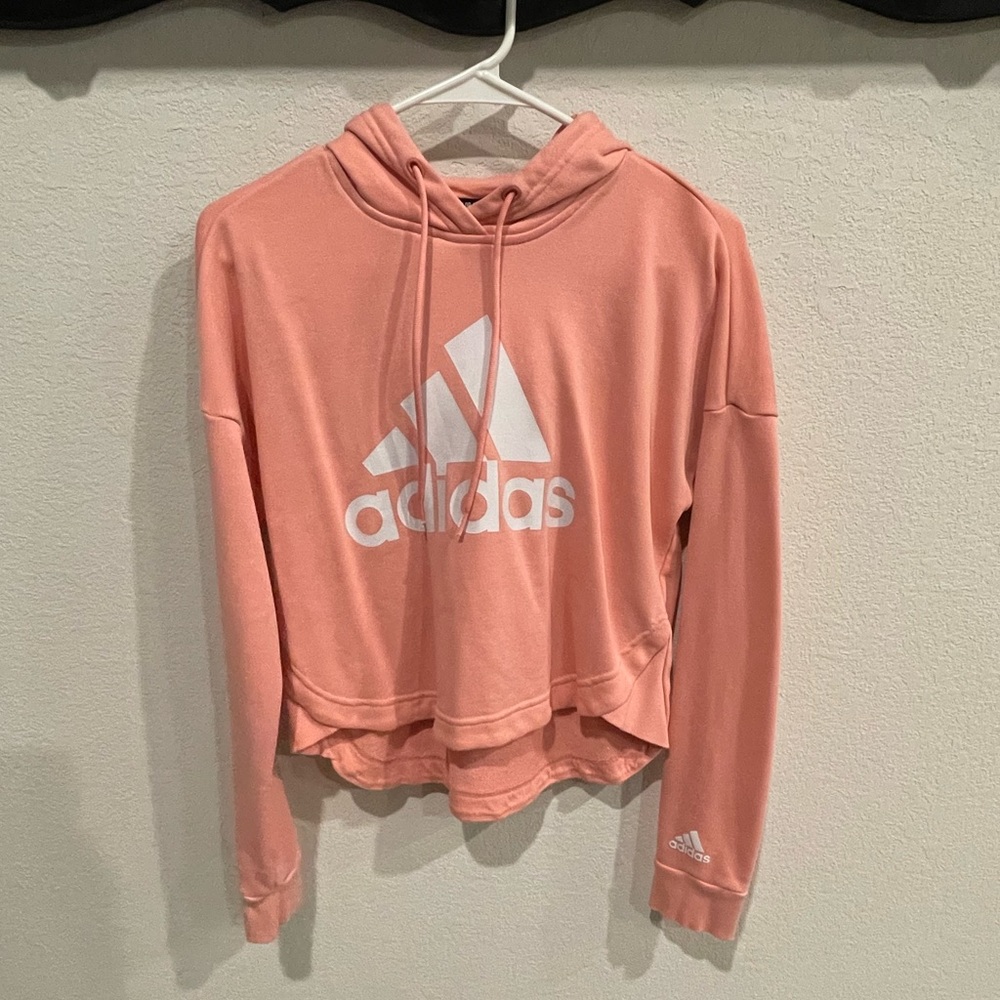 cropped adidas coral hoodie